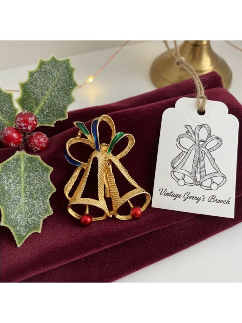Vintage Gerry's Collectible Christmas Bells Brooch